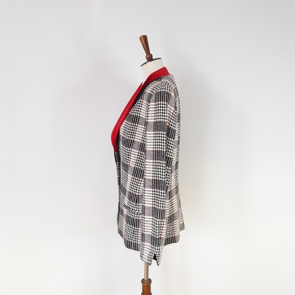 Dior | Silk Houndstooth Plaid Single Breasted Jacket with Removable Collar - Picture 2 of 8
